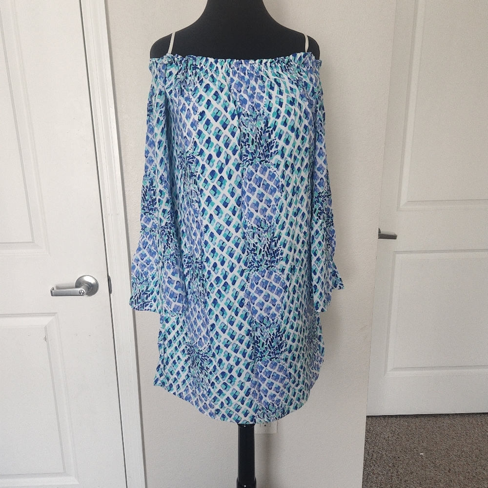 Lilly Pulitzer Vibrant Blue and Green Patterned Dress